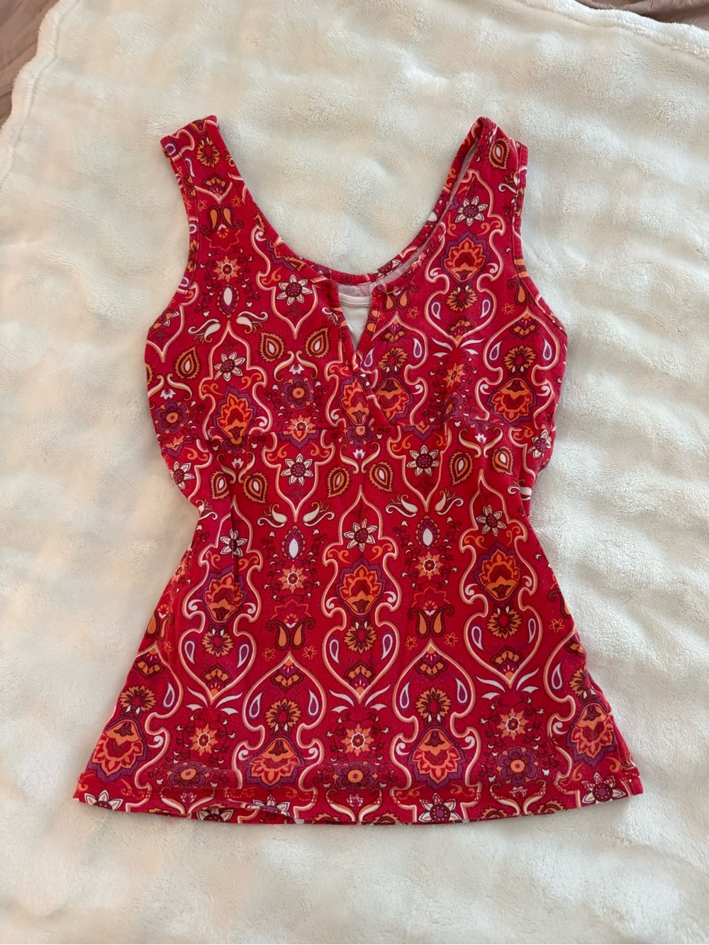 Danskin Red Paisley-Print Tank Top